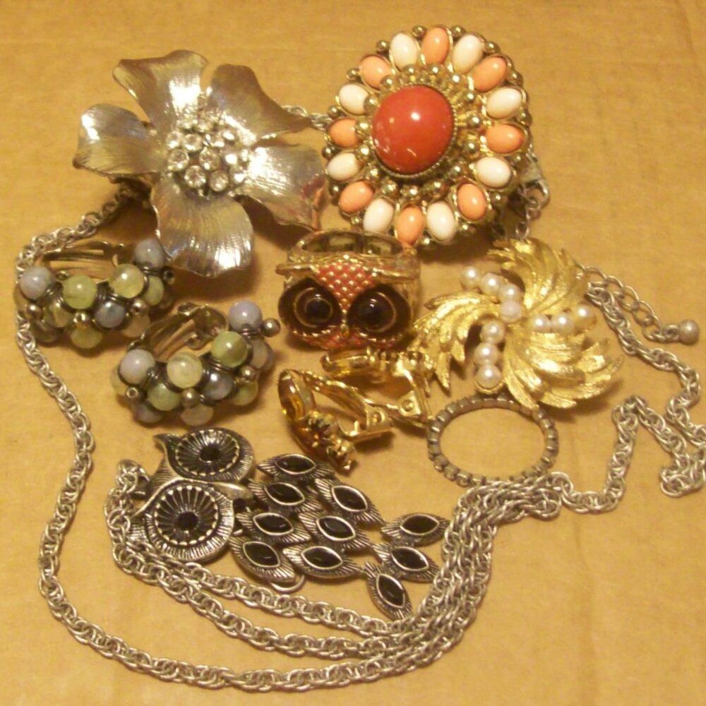 10-Piece Vintage Statement Jewelry Lot circa 1950s to 1970s